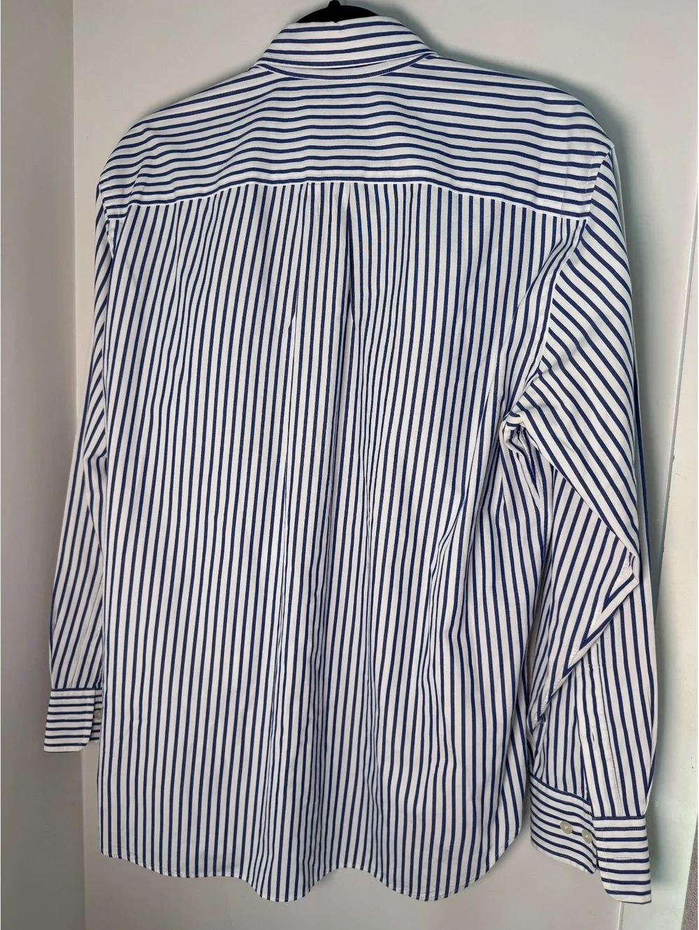 J.Crew 80’s 2-Ply 100% Cotton Blue White Stripe Button Down Shirt Made Mauritius